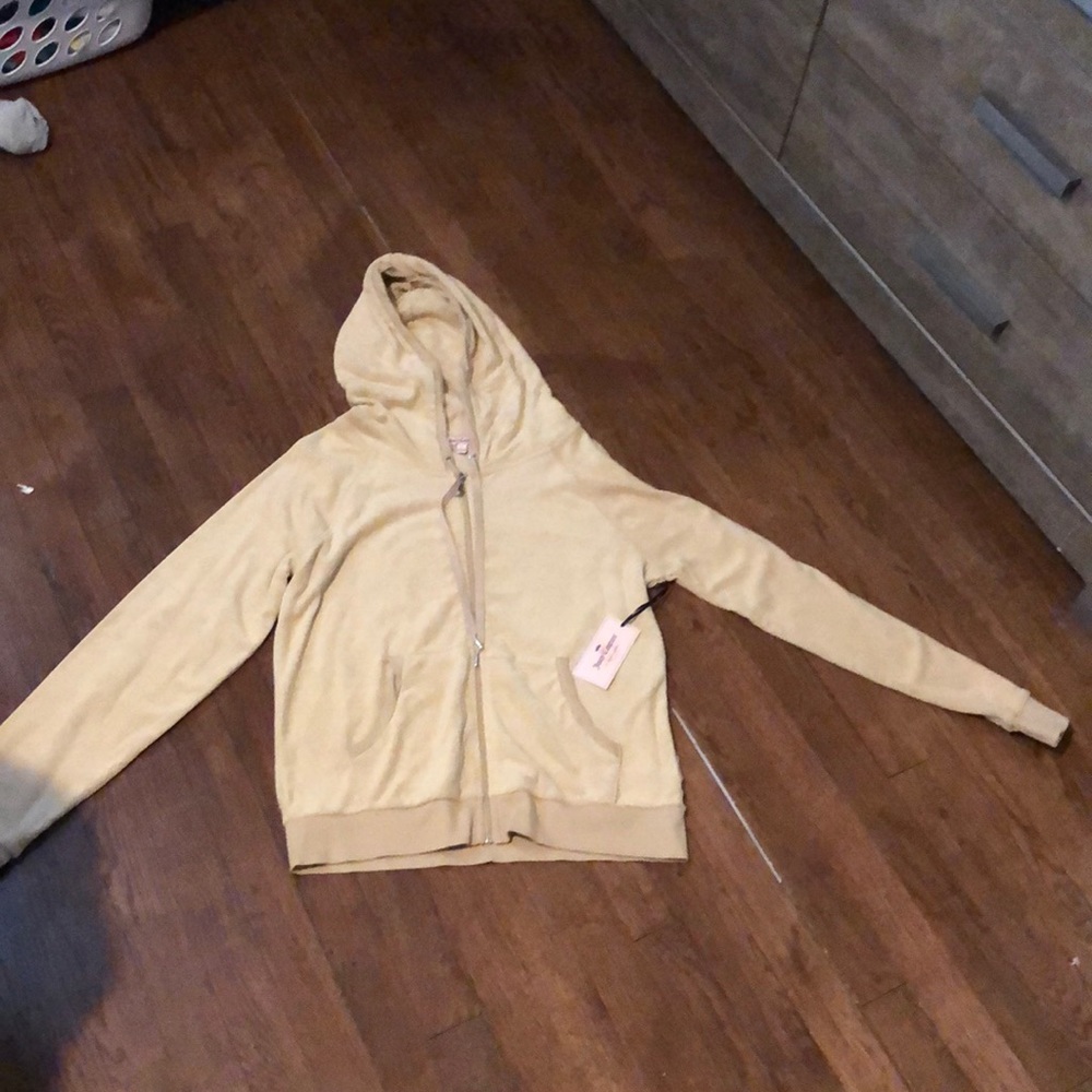 Tan terry zip up hoodie